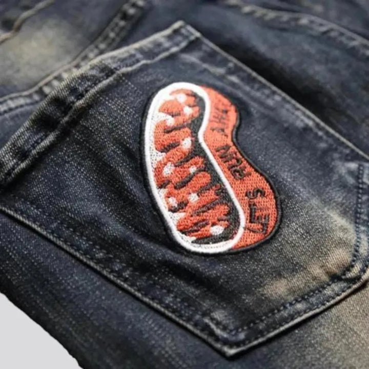 Patchwork men's skinny jeans