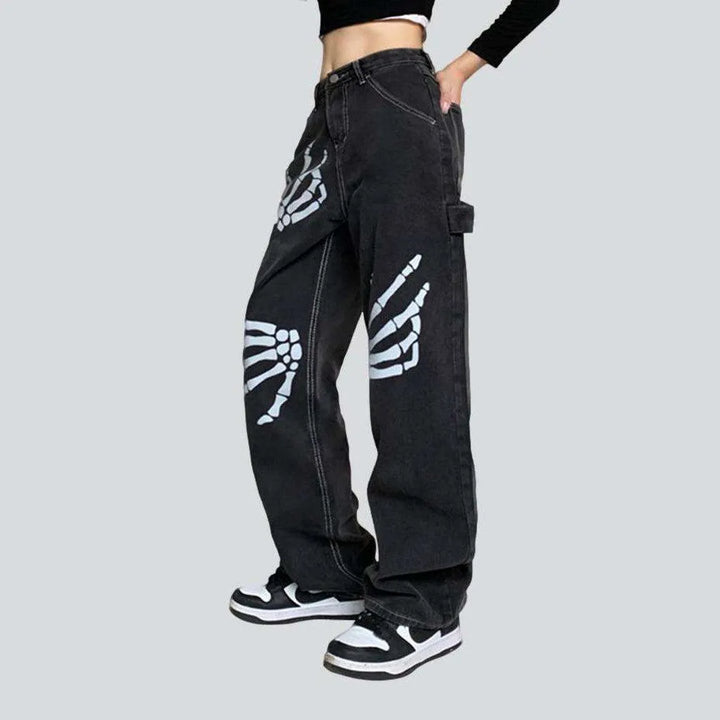 Painted carpenter women's baggy jeans