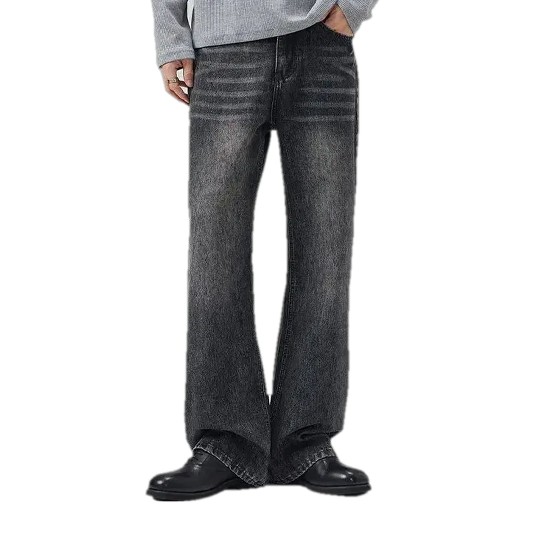 Fashionable Bootcut Creased Men's Jeans - Grey
