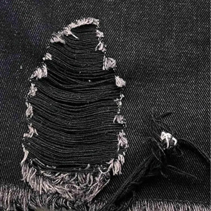 Raw-hem grunge denim jacket for ladies