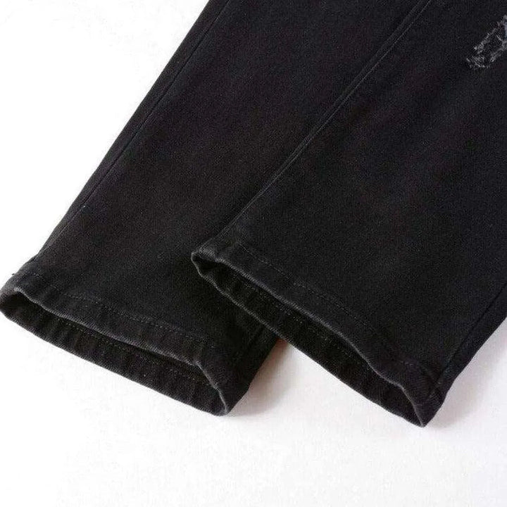 Crystal color patch men's jeans